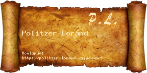 Politzer Loránd névjegykártya
